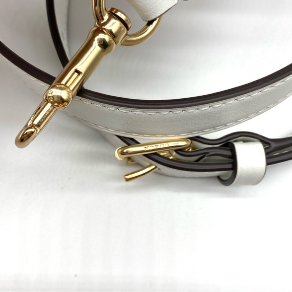 COACH WHITE LEATHER ADJUSTABLE GOLD HOOKS CROSSBODY BAG PURSE STRAP LONG - Picture 3 of 3